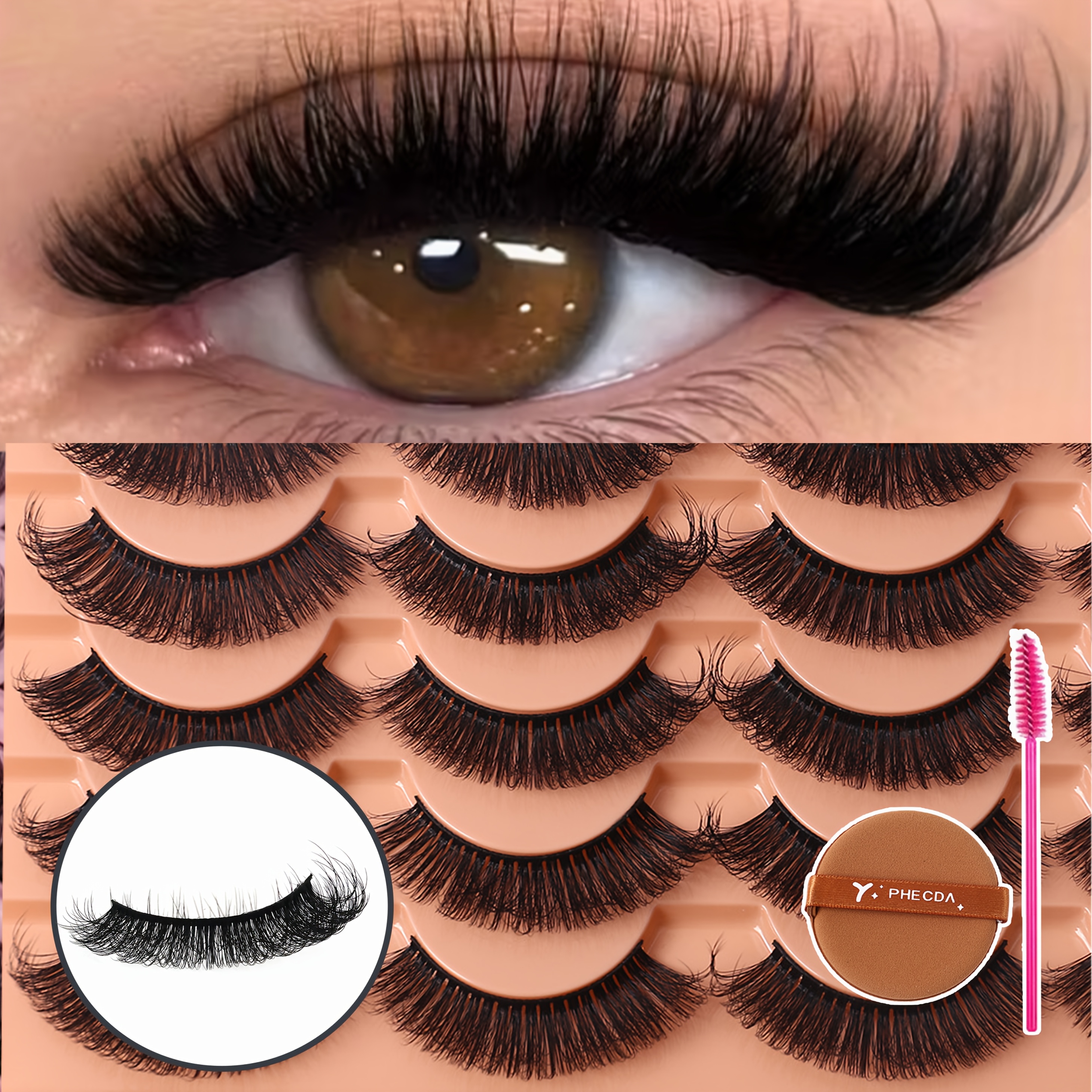 14-pair Shst-14 Cat-eye False Lashes – 8d Fox-eye Effect -mink Volume, Multi-length Eyelash Extensions With Bonus Applicators, Suitable For Parties, Christmas &