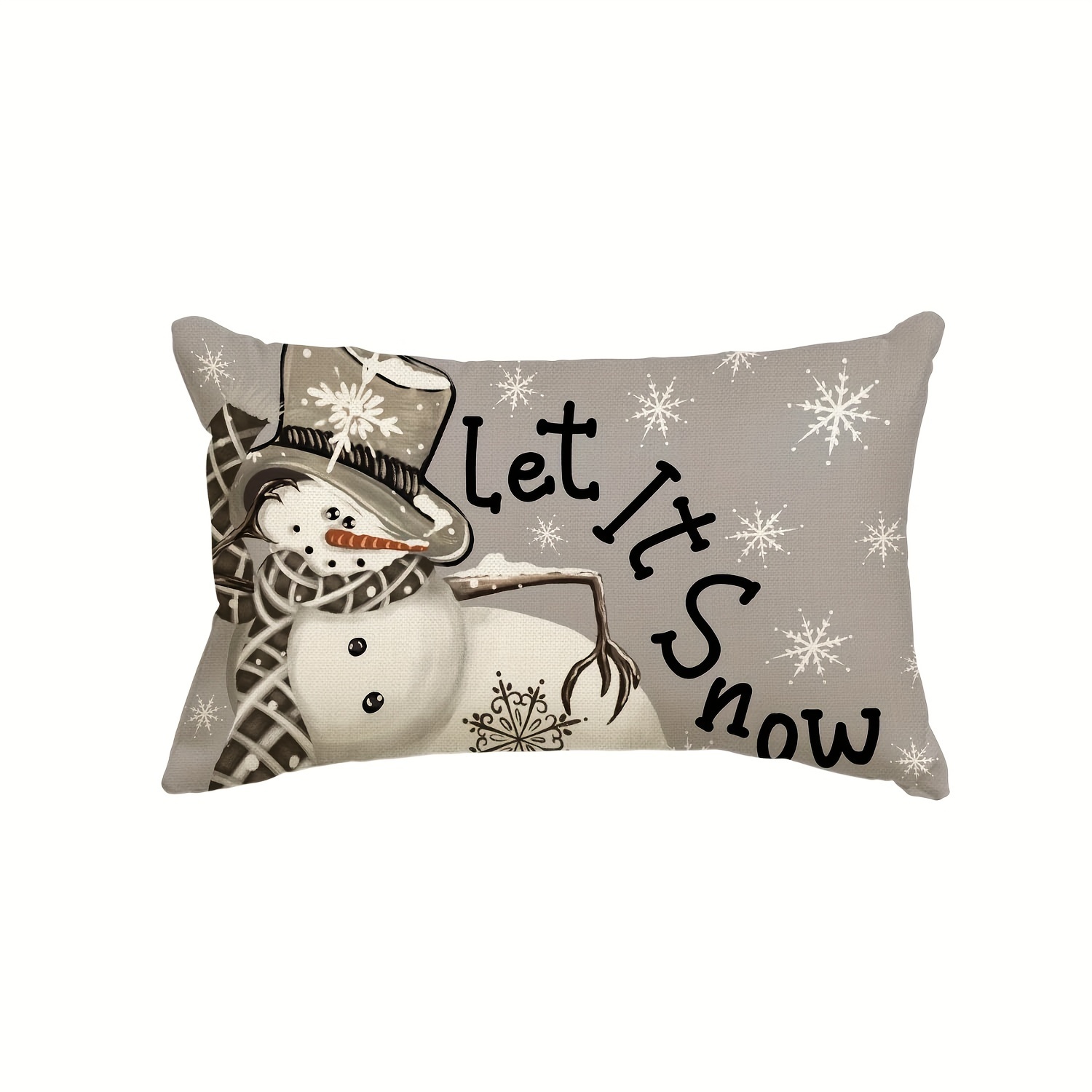 

Sm:)e Christmas Winter Polka Dot Snowman Snow Throw Pillow Cover, 12 X 20 Inch Decoration For Sofa Couch