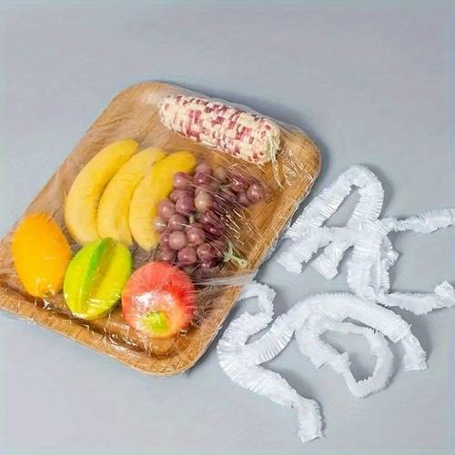 100 300pcs of food grade plastic wrap multi functional disposable cling film dust proof and stretchable cling cover suitable for kitchen fruits picnics and travel