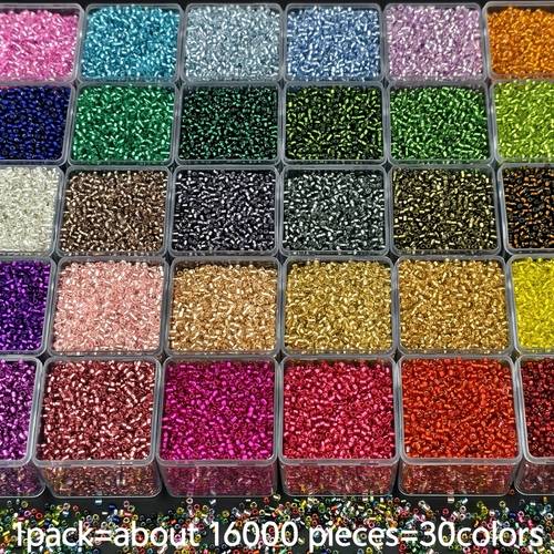 16000 2mm silvery filled glass seed beads 30 colors diy summer friendship bracelets necklaces earrings and craft decorations