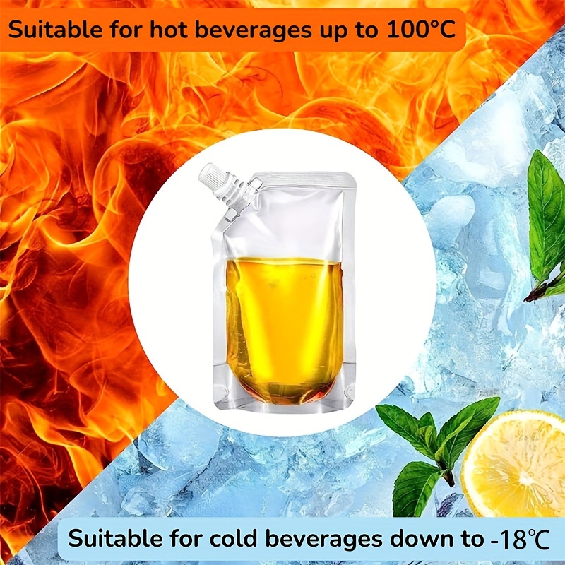 20pcs Refillable Drink Pouches For Festivals Clear Travel Plastic