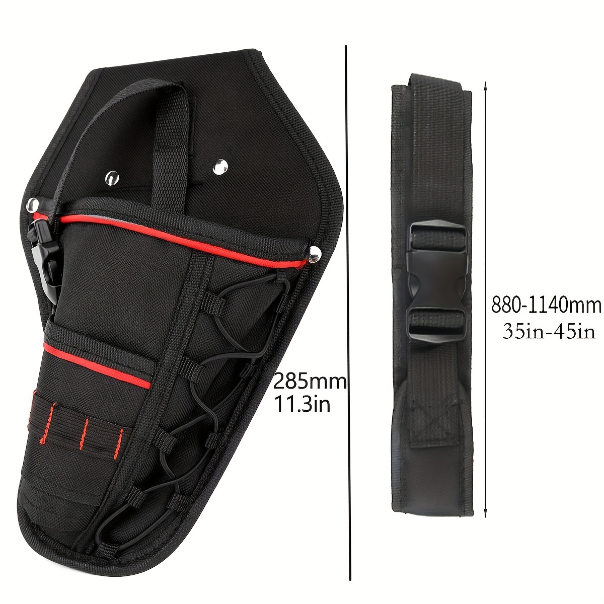 Angled Drill Holder | Sturdy Polyester Drill Holder Waist Wear And Weight Distribution | Black | Compatible With Most Drills Or Tools