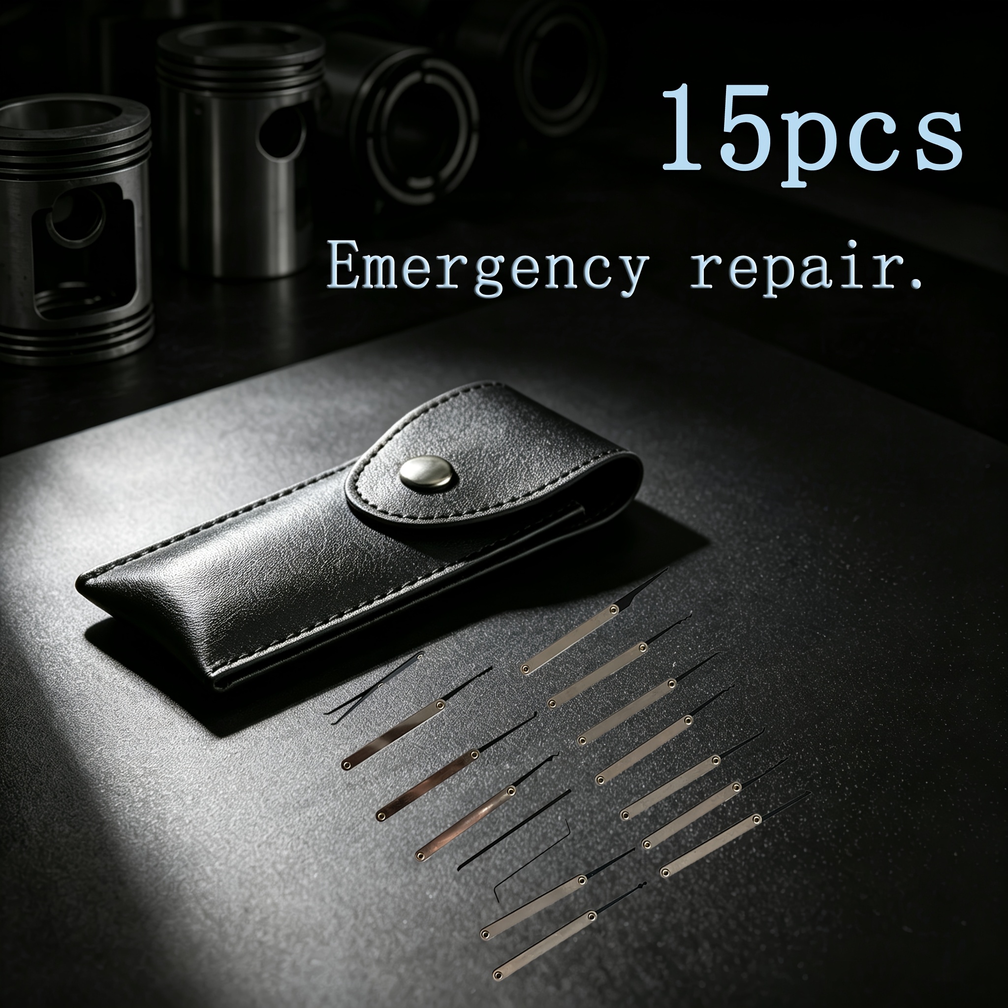 TEMU 15pcs Total 1pc Leather Set, Car Emergency Repair Tools. Automotive Repair Safety Tools Stainless Steel Material 1pc Set Of 15pcs