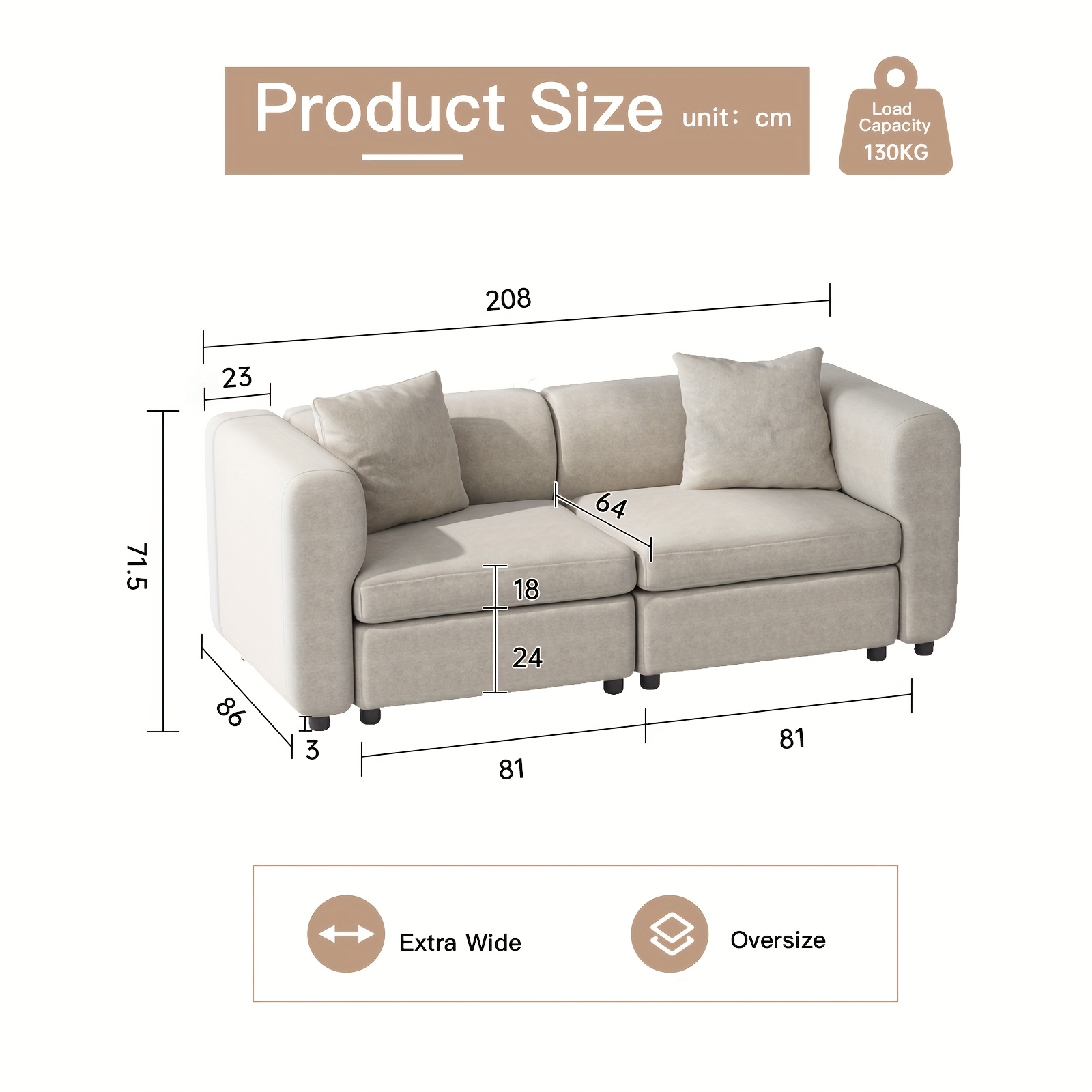 Contemporary Modular Sectional Couch, Spacious Multi-seater Sofa, Transformable Sofa With Cushions For Living Room Decor, And Extended Sofa, Ideal For , Flats, And , Easy To Put