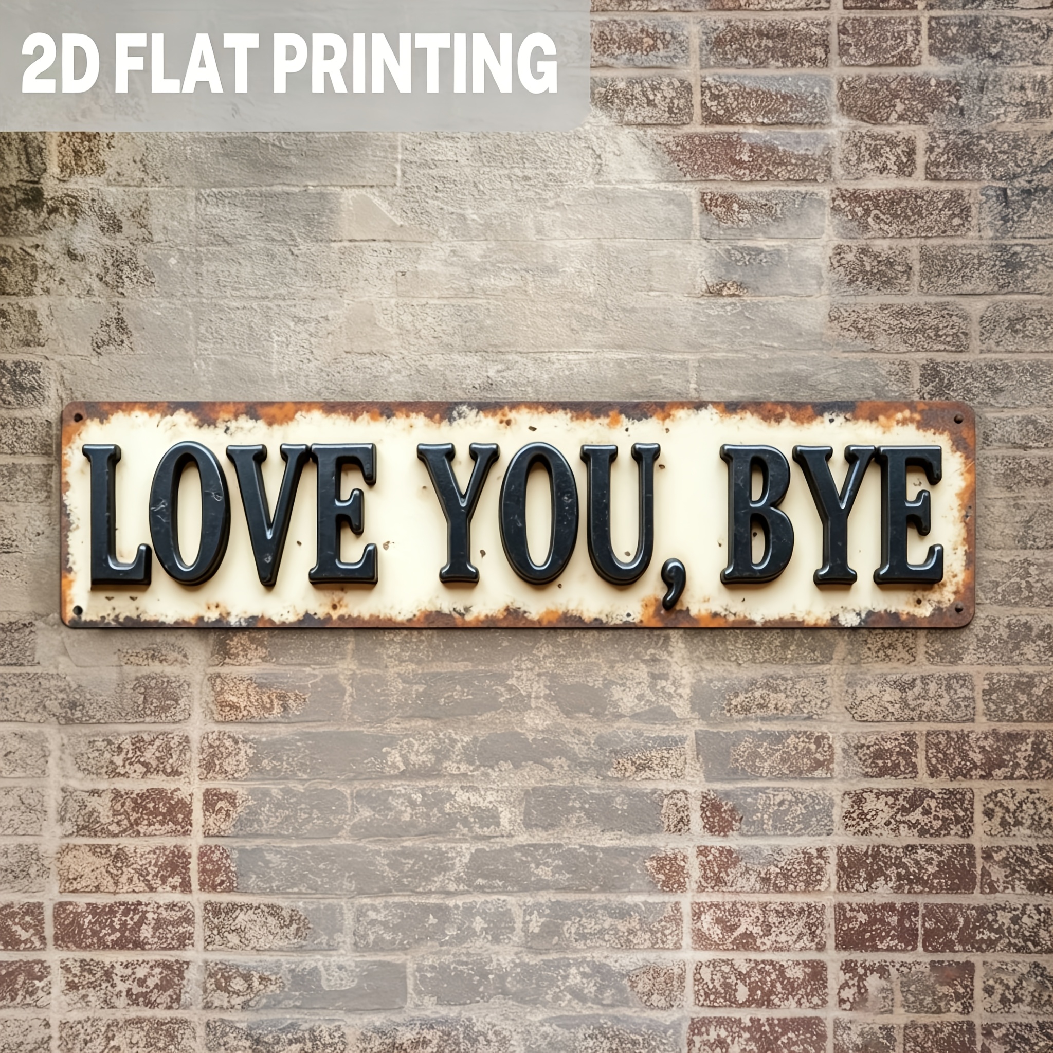TEMU 2d Flat, 1pc Rustic "love You Bye" Farewell Theme Metal Wall Sign - Decor, 9.98x39.98cm, No Electricity Needed, Easy Wall-mounted For Bedroom,