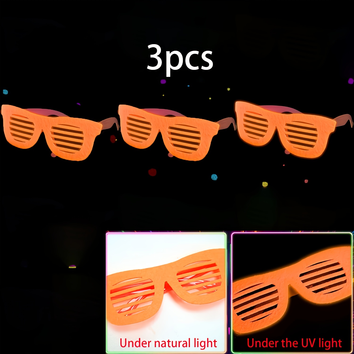 TEMU 3 stuks neonbrildecoraties, in het oplichtende feestartikelen, neon fluorescerende brillen als feestbedankjes, fotohokje rekwisietendecoraties,