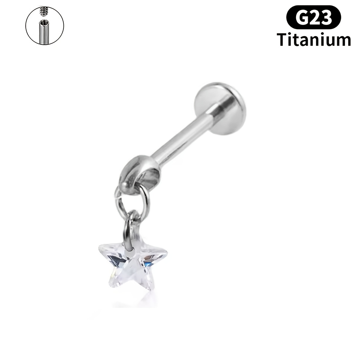 TEMU 1 Titanium Alloy Lip Stud Earring Bone Piercing Jewelry, Daily Wear Earrings, Body Jewelry, , Elegant Studs, Highquality Metal, Hypoallergenic