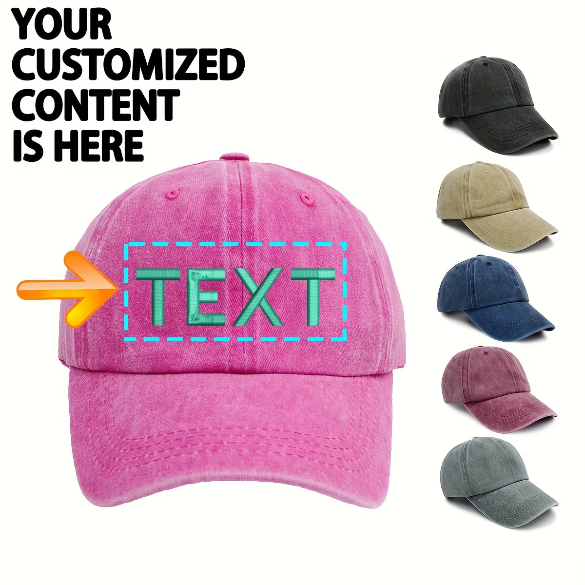 

Custom Embroidered Cotton Baseball Cap - Personalized Text Logo,, , Lightweight For Thanksgiving & Urban Style