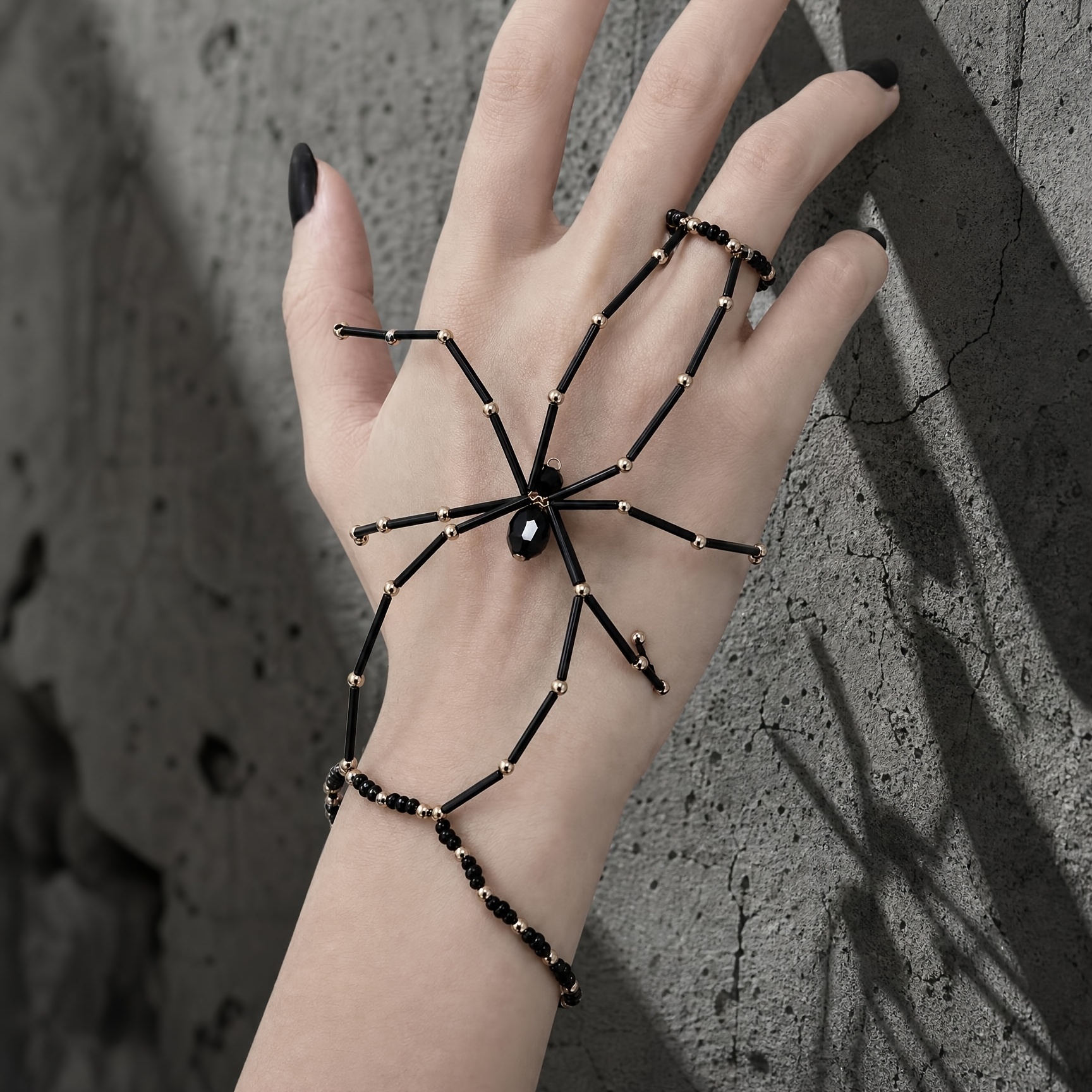 TEMU Halloween Spider Finger Chain Dark Style Personalized Trendy Versatile Bracelet