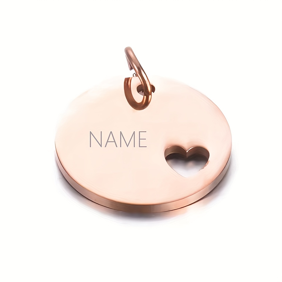 TEMU Personalized Custom Pet Round Heart Tag - Custom Engraved & Id Plate, Shiny Cute Hollow Heart Pet Tag With Free Engraving, Name & Phone Number