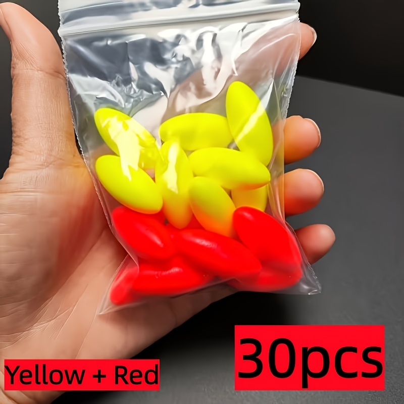 TEMU 30pcs Olive-shaped Foam Beans | Traditional Line Floats For Fishing, Mixed Colors, Large Size
