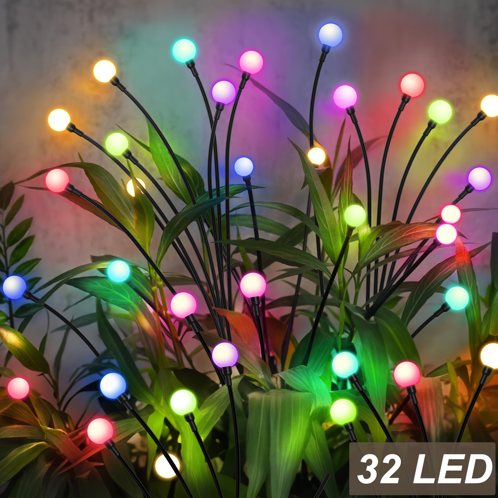 

Solar Outdoor Lights, 4-pack 32 Led Rgb Solar Garden Lights, And Waterproof Color Changing Swaying Solar Powered Firefly Light For Yard Pathway Christmas Landscape Patio Decoration Light