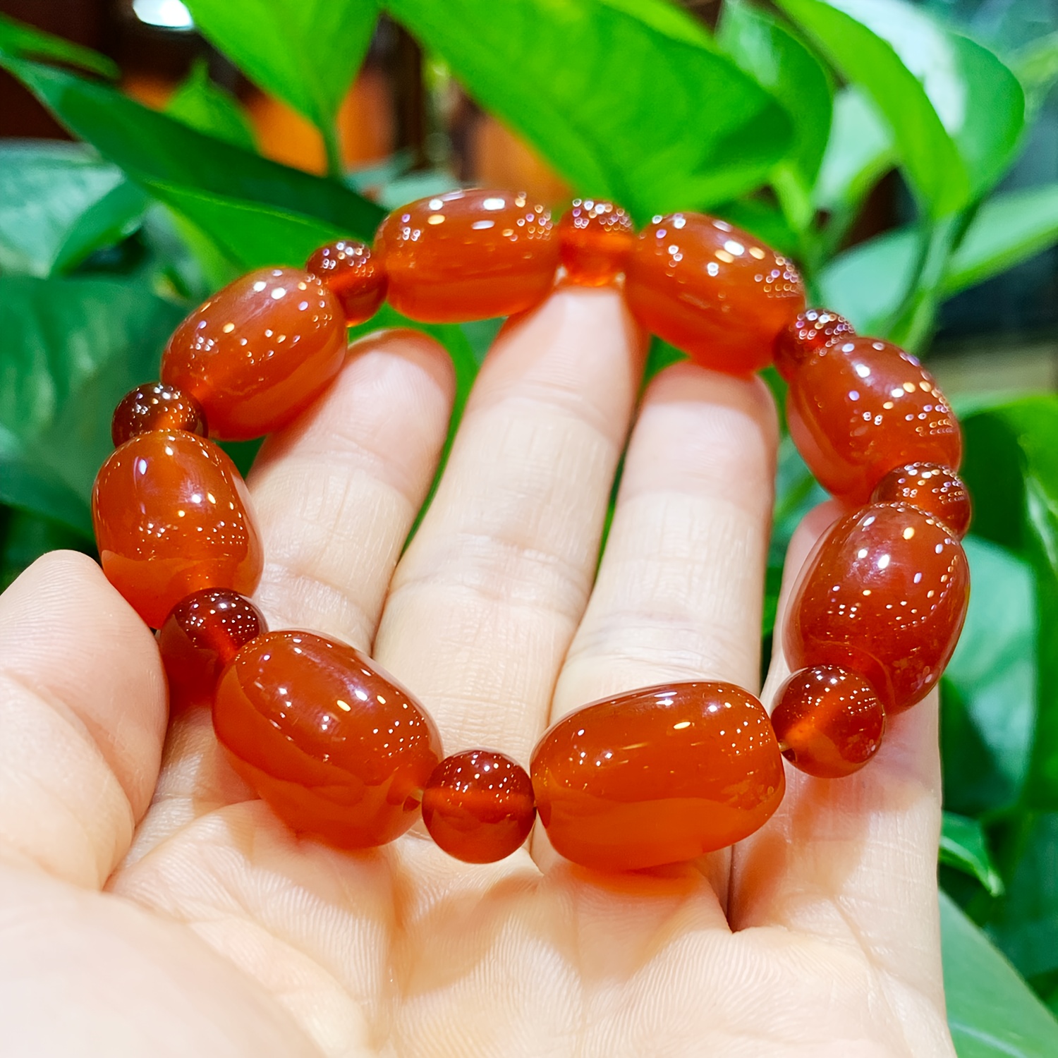 Natural Red Agate Drum Stone Bead 18mm December Birthstone