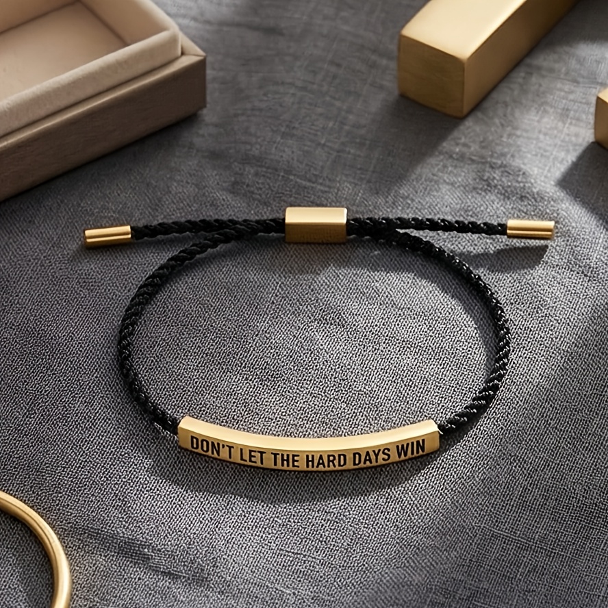 TEMU Bracelet inspirant en corde tressée pour femmes et hommes, bracelet en barre gravé "Don't Let Days Win", cadeau de motivation mentale, bijou
