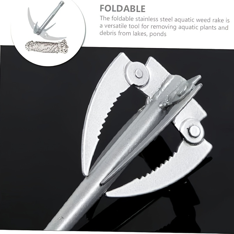 Image of 1pc 2/4-claw Folding Weed Shaver With 39.1ft Rope, Foldable Weeder, Four-leg Anchoring And Pull-out Device - Easy To Clean And Efficient Weeding For Fishing Lakes .