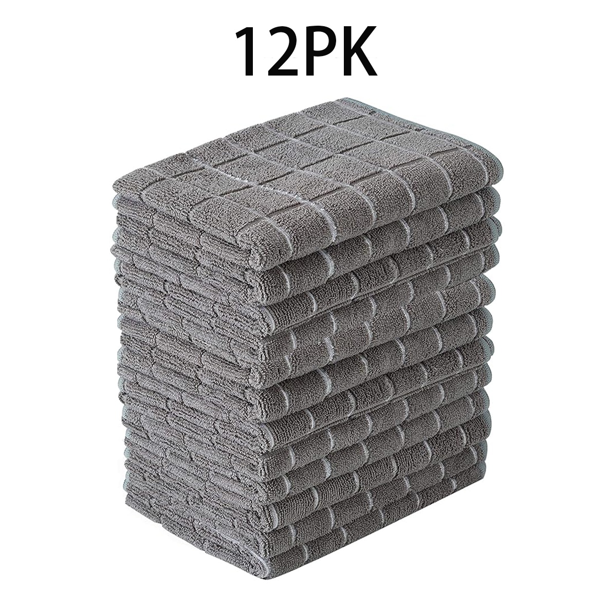 TEMU Microfiber Dish Towels - Soft, Super Absorbent And Lint Free Kitchen Towels(lattice Designed Gray Colors)