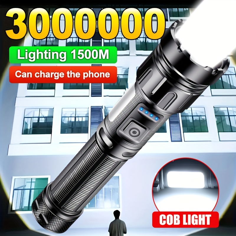 

1 Powerful Tactical Rechargeable Led Flashlight, 7-mode High Brightness Flashlight, Cob Work Light, Handheld Flashlight, Suitable For Emergency Situations, Hiking, Camping, Camping Equipment