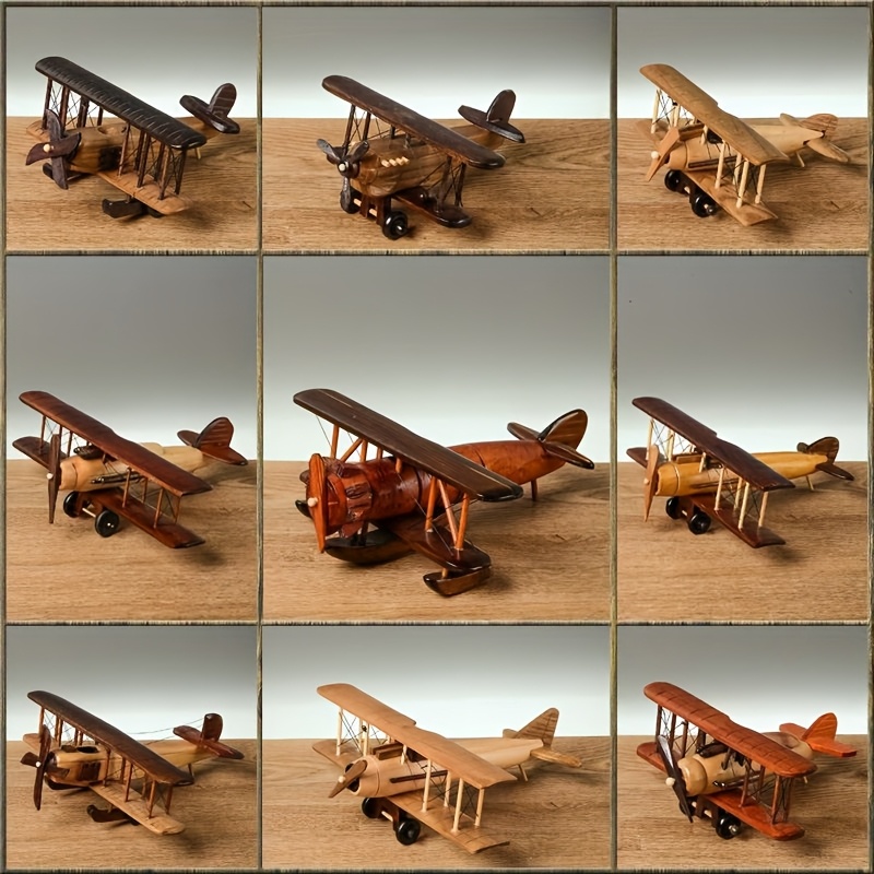 

Retro Wooden Airplane Ornaments, Desktop Airplane Model Decorative Ornaments, No Electricity Required