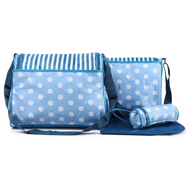chic polka dot 4pcs parent bag set lightweight nylon diaper bags with crossbody strap for travel details 4