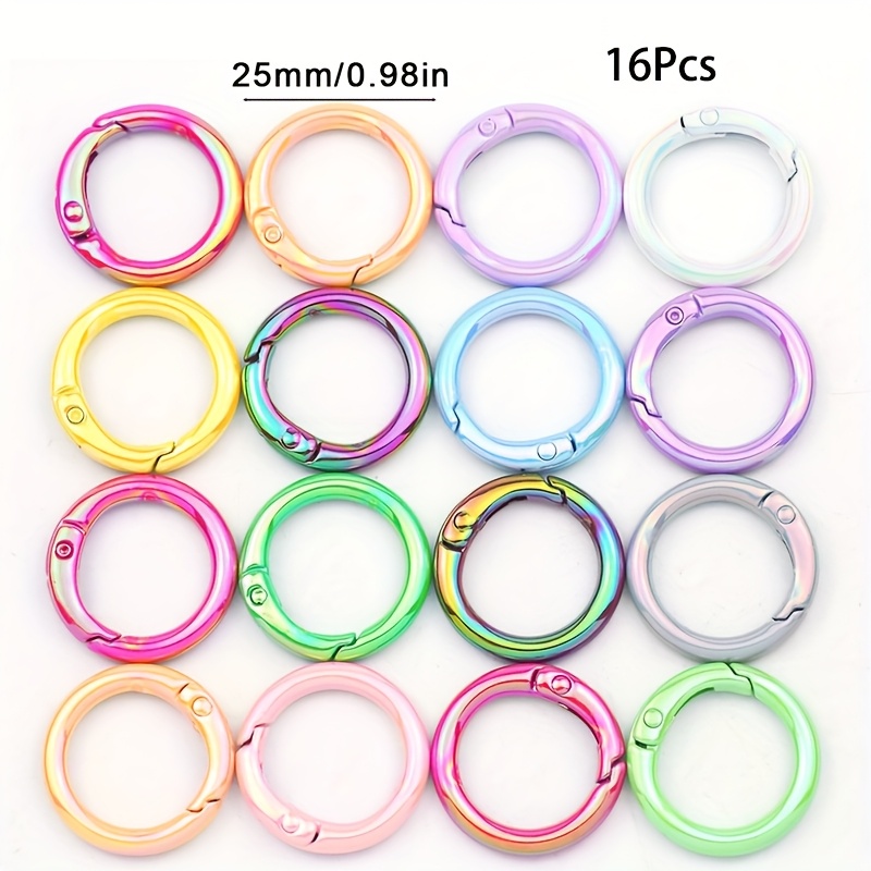 E-shop 16 Stück 25mm O-Ring Federanhänger - AB Farbwechsel Metallisch-Finish, Langlebige Metall-Bastelbedarf für Taschenanhänger, Schlüsselringe,