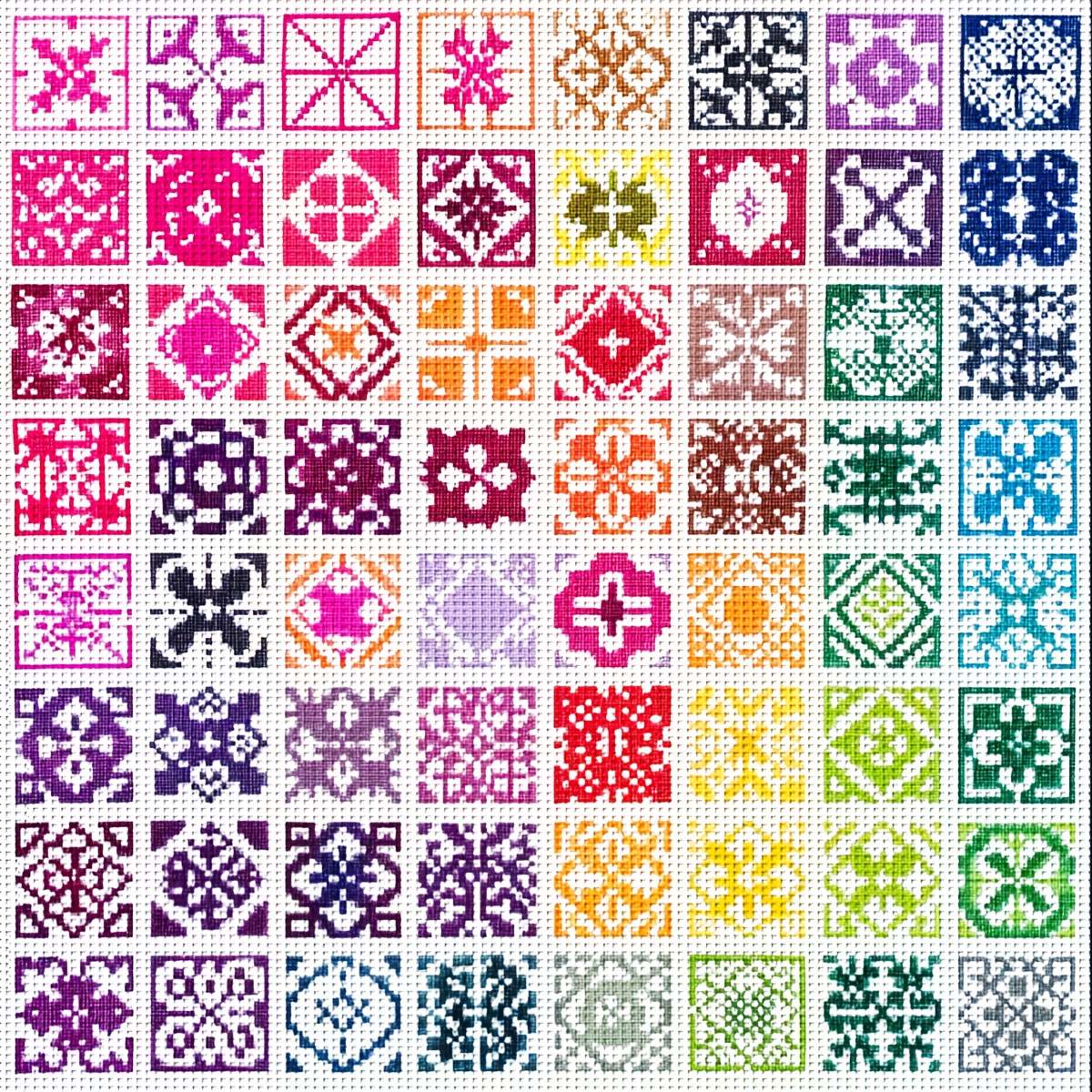 TEMU ZUOANLF 1 Kit de Point de Croix - 40X40Cm [15.7X15.7Inch] / 50X50Cm [19.7X19.7Inch], Motif à Carreaux Coloré, Kit de Matériel de Point de Croix