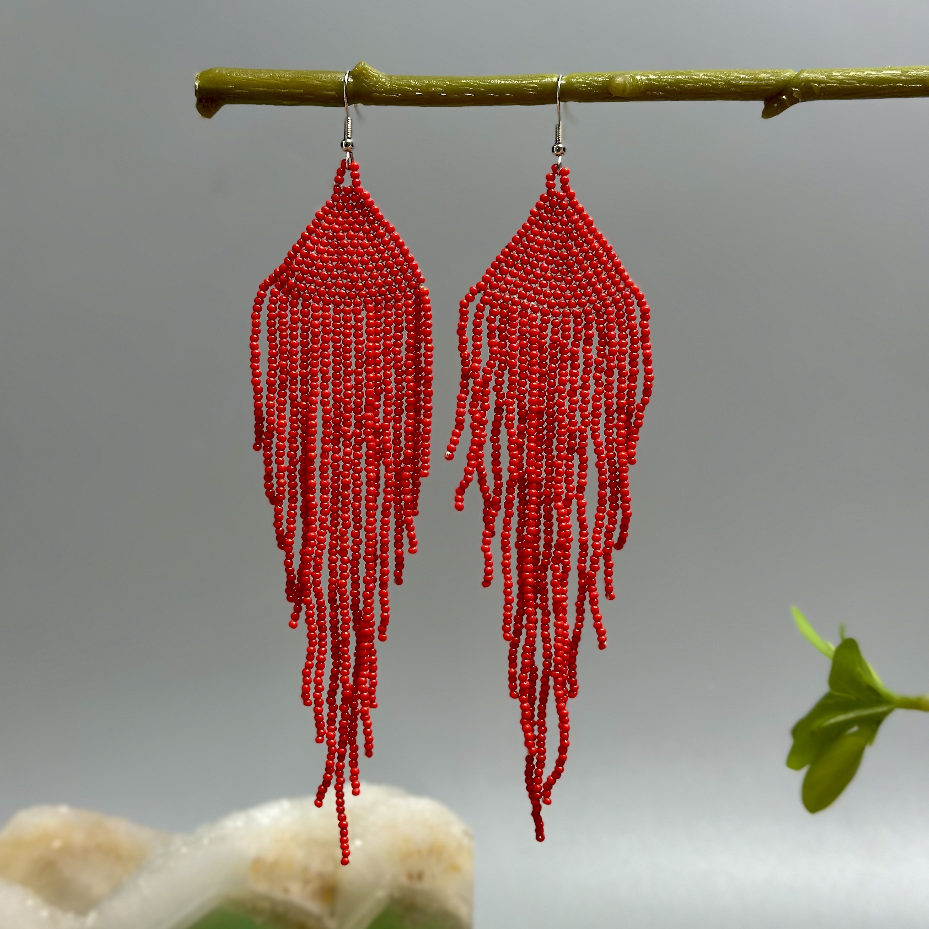 TEMU Gothic Style Earrings, Bohemian Style, Solid Color Hand-beaded Long Tassel Earrings, Minimalist Style Earrings, Christmas Gift, Valentine's Day