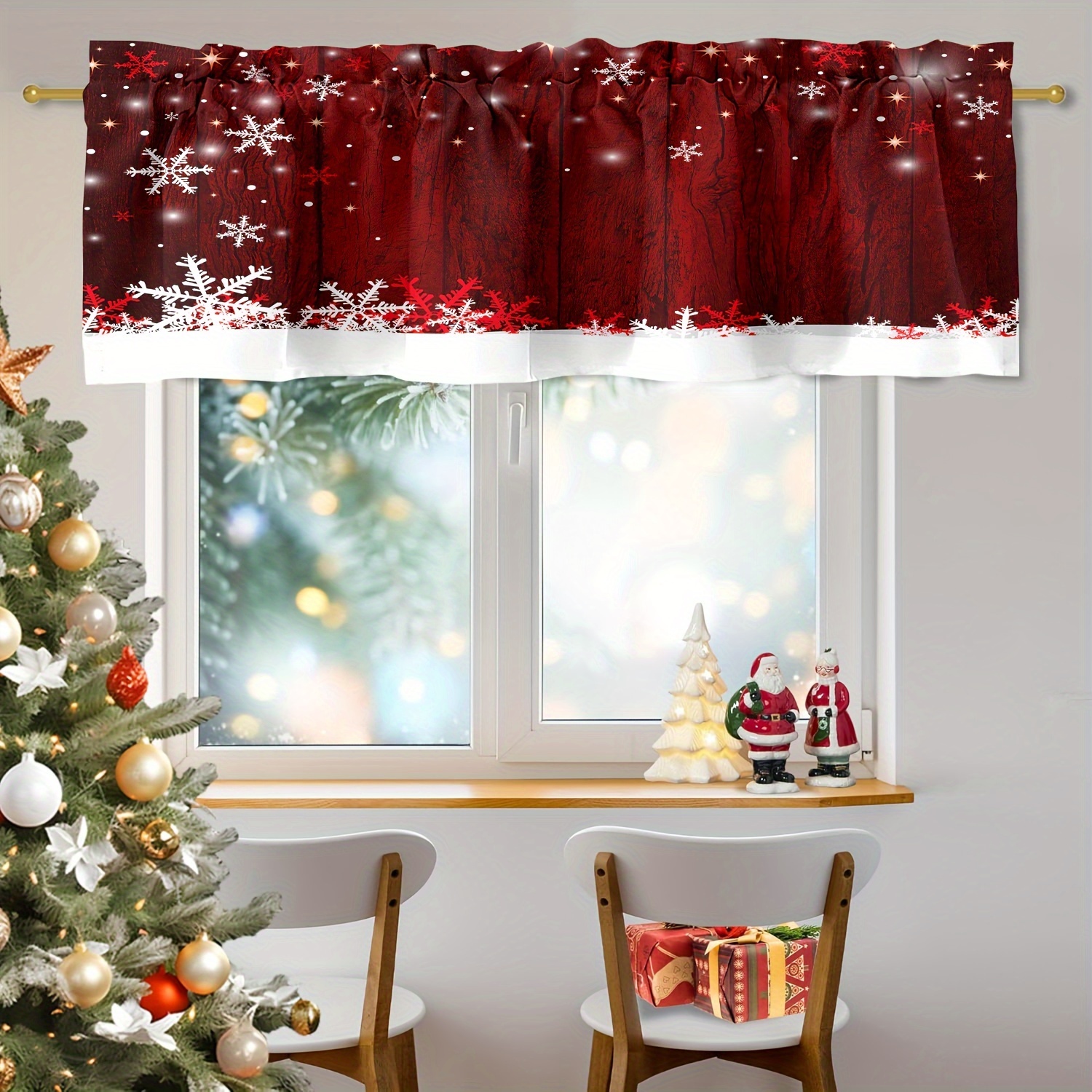 

Red Christmas Valance - - Polyester, , For & , 52x18 , For Christmas