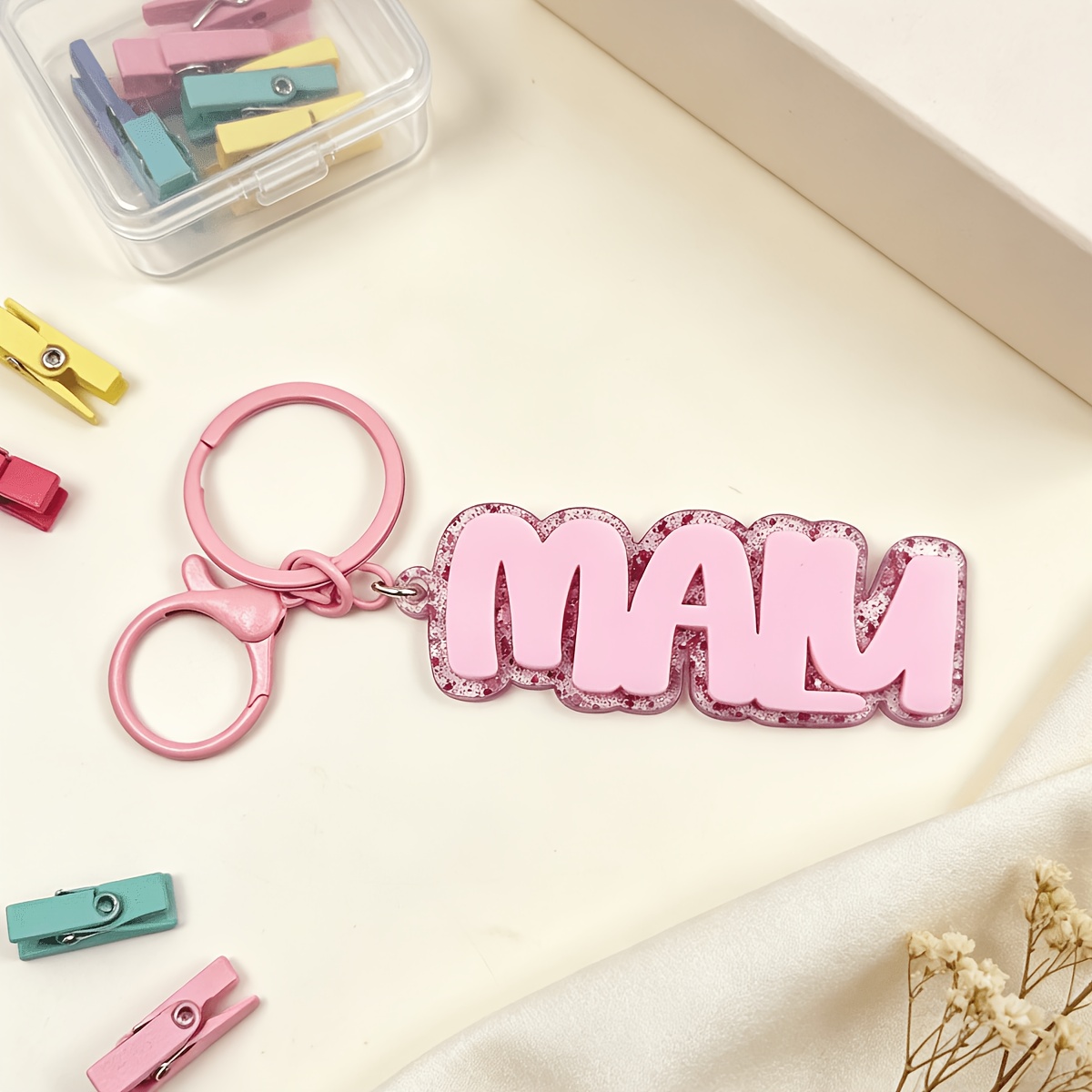 TEMU 1 Personalized Custom Name Colorful Keychain, Custom Name Shiny Background Keychain, Personalized Acrylic Backpack Keychain, Custom Letter