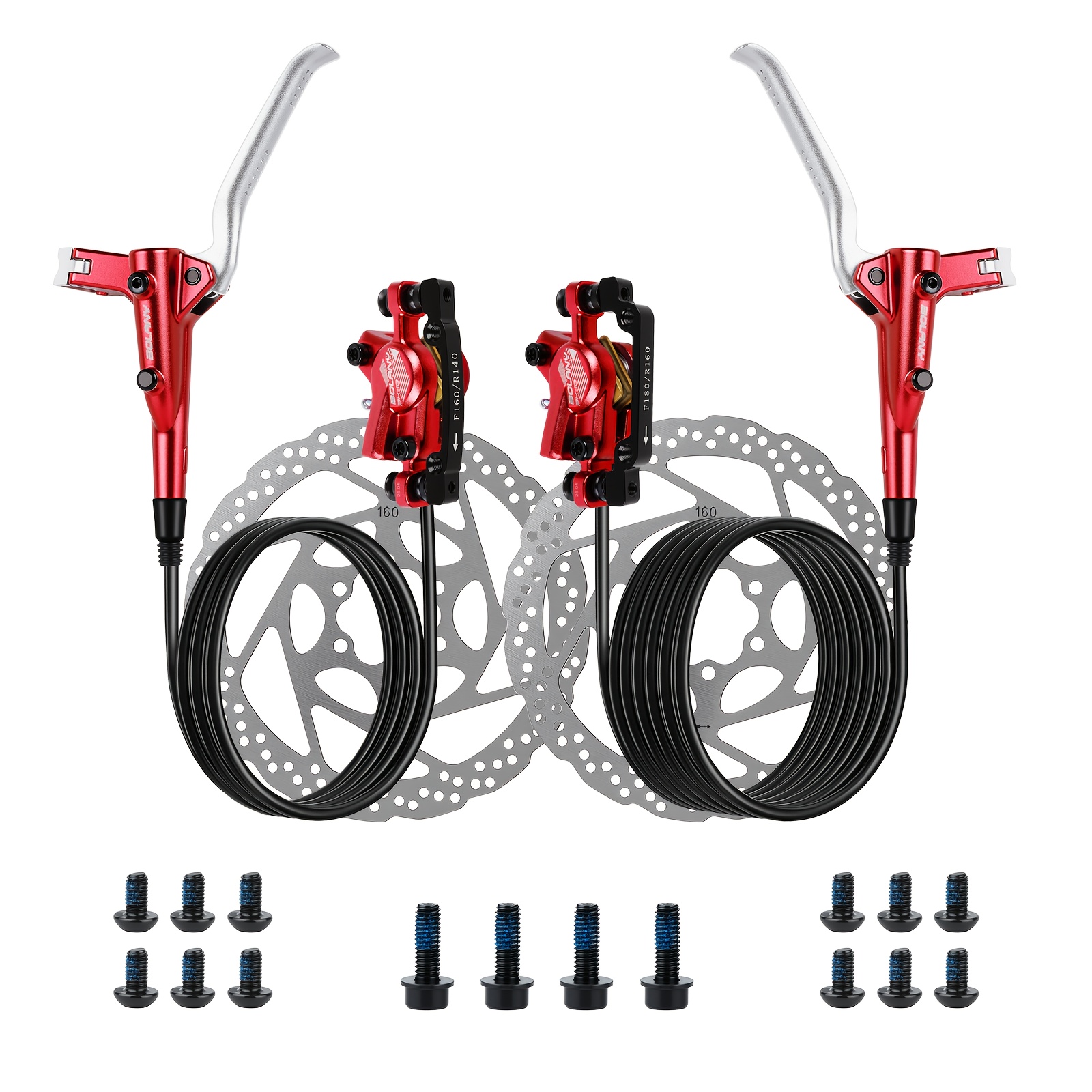   bike   lever and caliper multi color mtb hydraulic disc brake kit purple blue red orange   strong   140 180mm rotor for mountain bike e bike