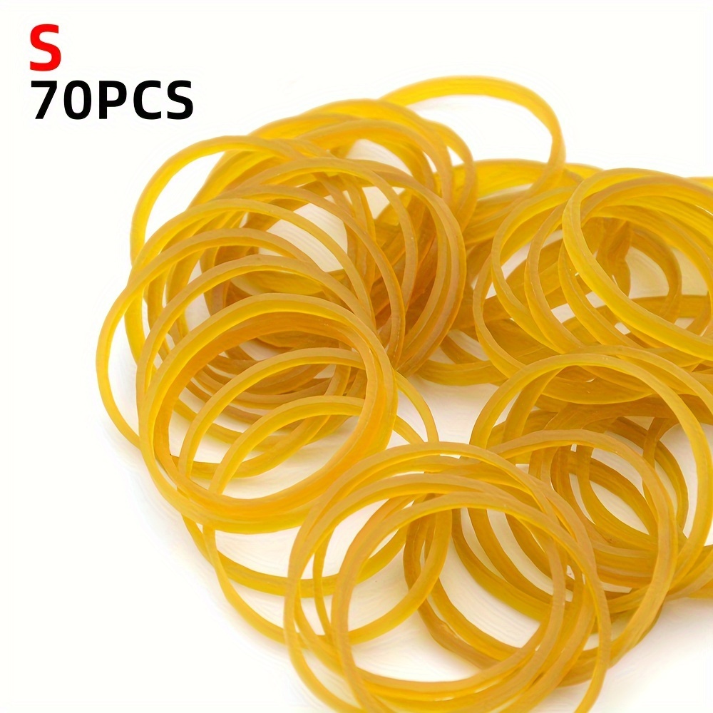 TEMU 70pcs Of High-quality Stretchable Strong Yellow Rubber Bands