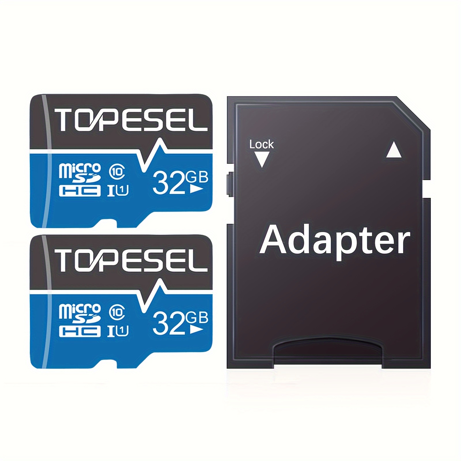 TEMU Topesel 2 Pack 128gb/64gb/32gb/16gb Card, Storage Card, U1, Suitable For Tablets, Smartphones, Dash Cams, Cameras, Monitors Blue