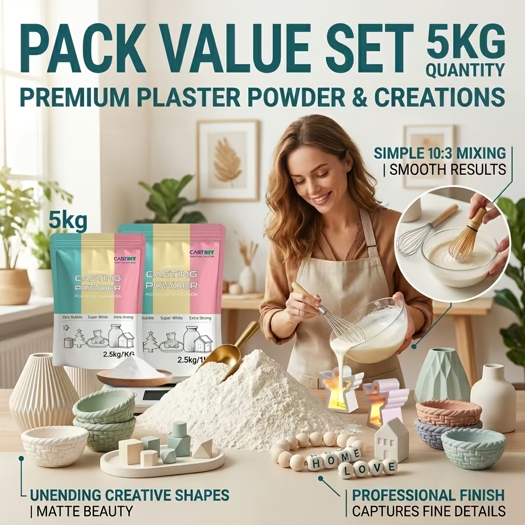 TEMU 26newstyle per in Gesso ad Densit� da 5kg, di Gesso Modellabile Premium Simile all'Argilla, Forniture per Modellazione Fai da Te per Stampi in