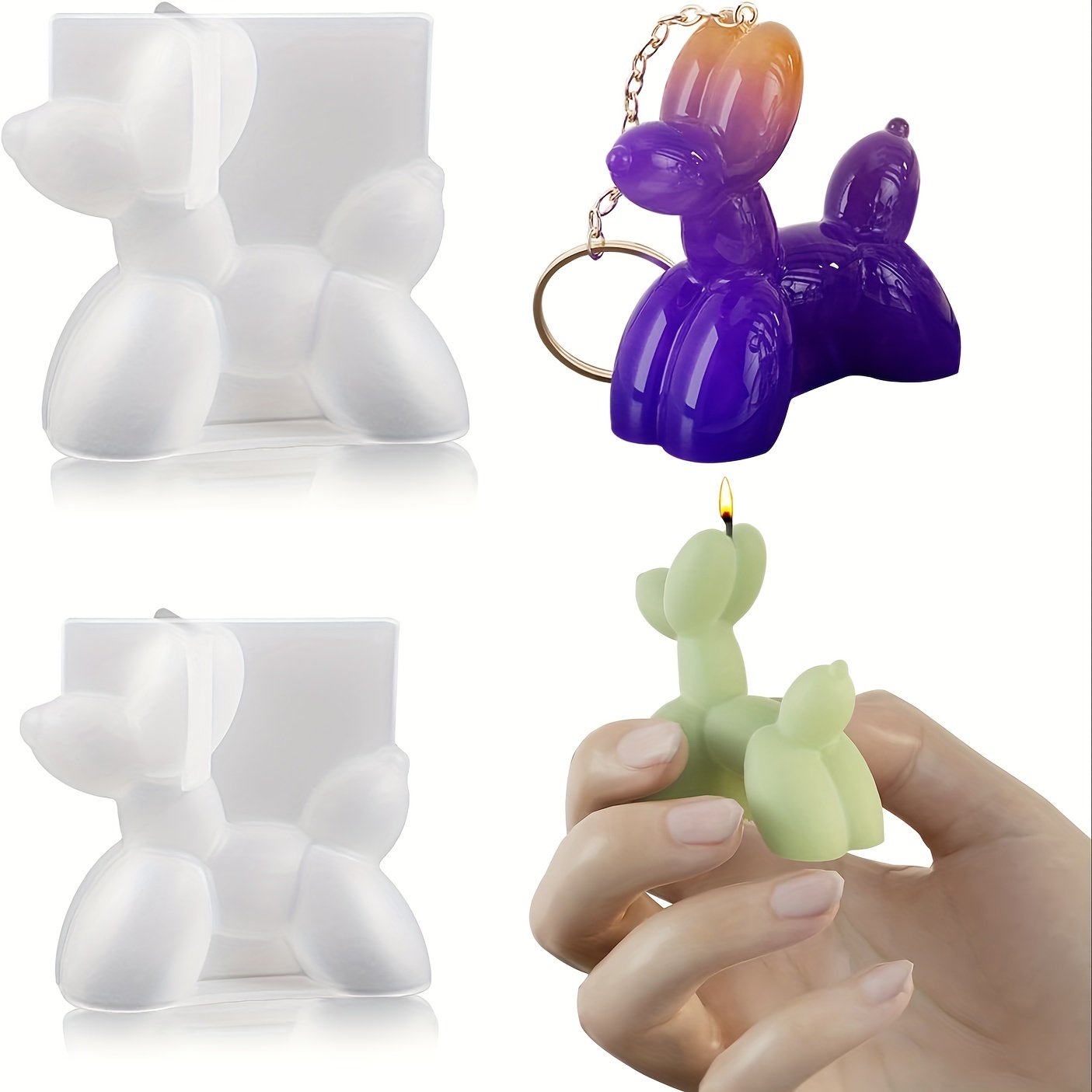 

2-pack Silicone Balloon Dog Resin Casting Molds Set For Diy Crafts, Home Decor, Candle Making, Chocolate Molding - Creative Gift For Family And Friends