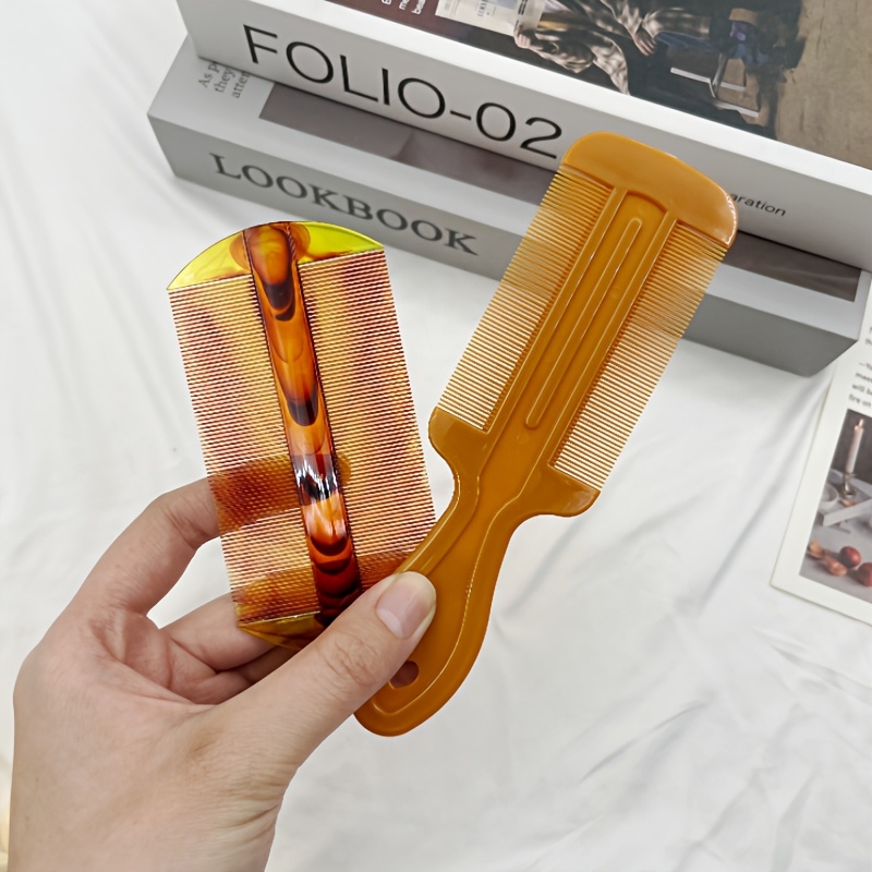 Image of 2pcs Fine-tooth Hair Combs For Adults - Durable Abs Plastic, Ideal For All Hair Types, Perfect For Detangling & Removal