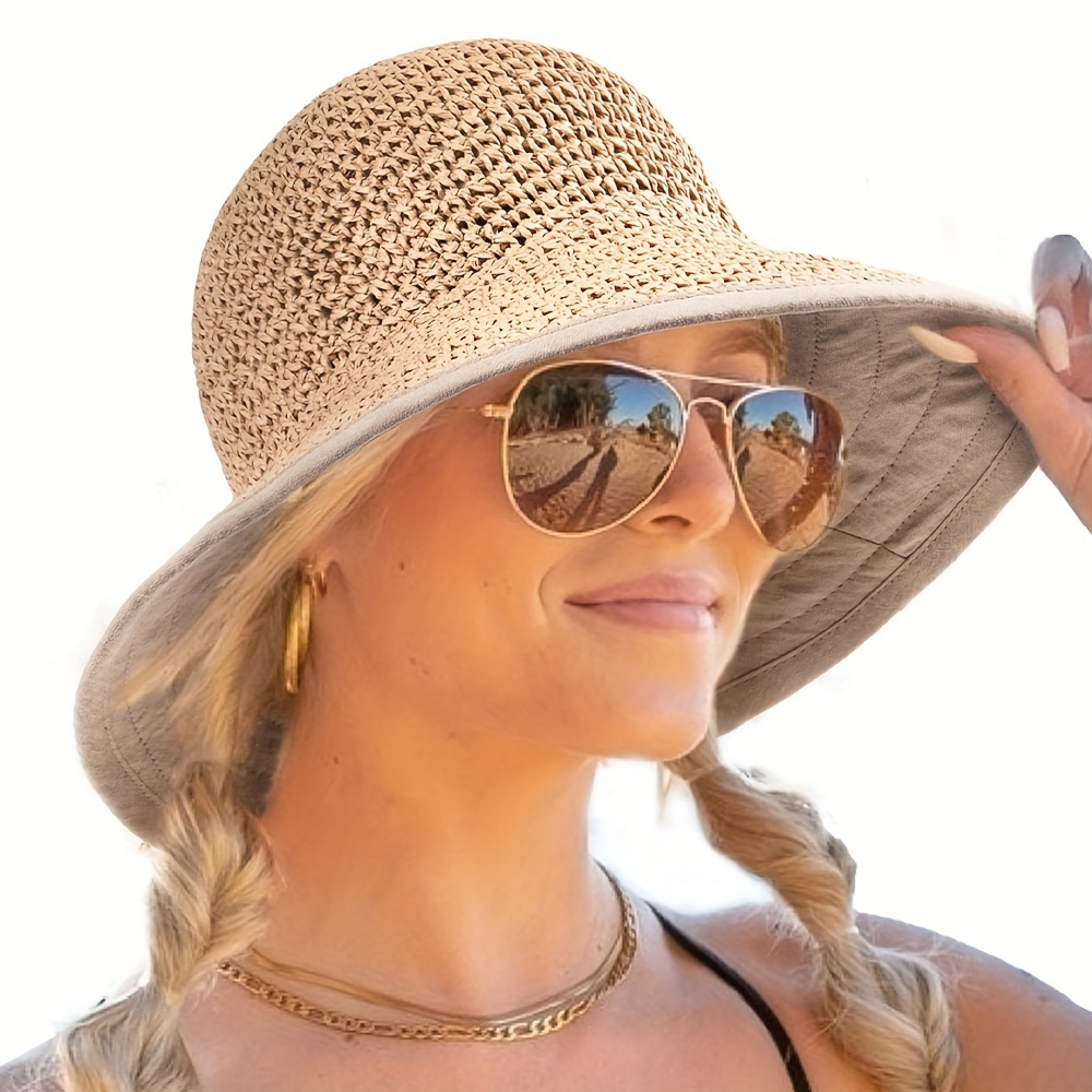 Spldsun Chapeau Plage Avec Sac - Chapeau Bord Large Paille Pour Femmes Filles - Été Voyages