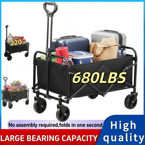large capacity 680 450 220 lb heavy duty foldable multifunctional handcart terrain swivel wheels outdoor foldable cart capacity camping cart picnic cart trailer for camping suitable for camping gardening beach shopping