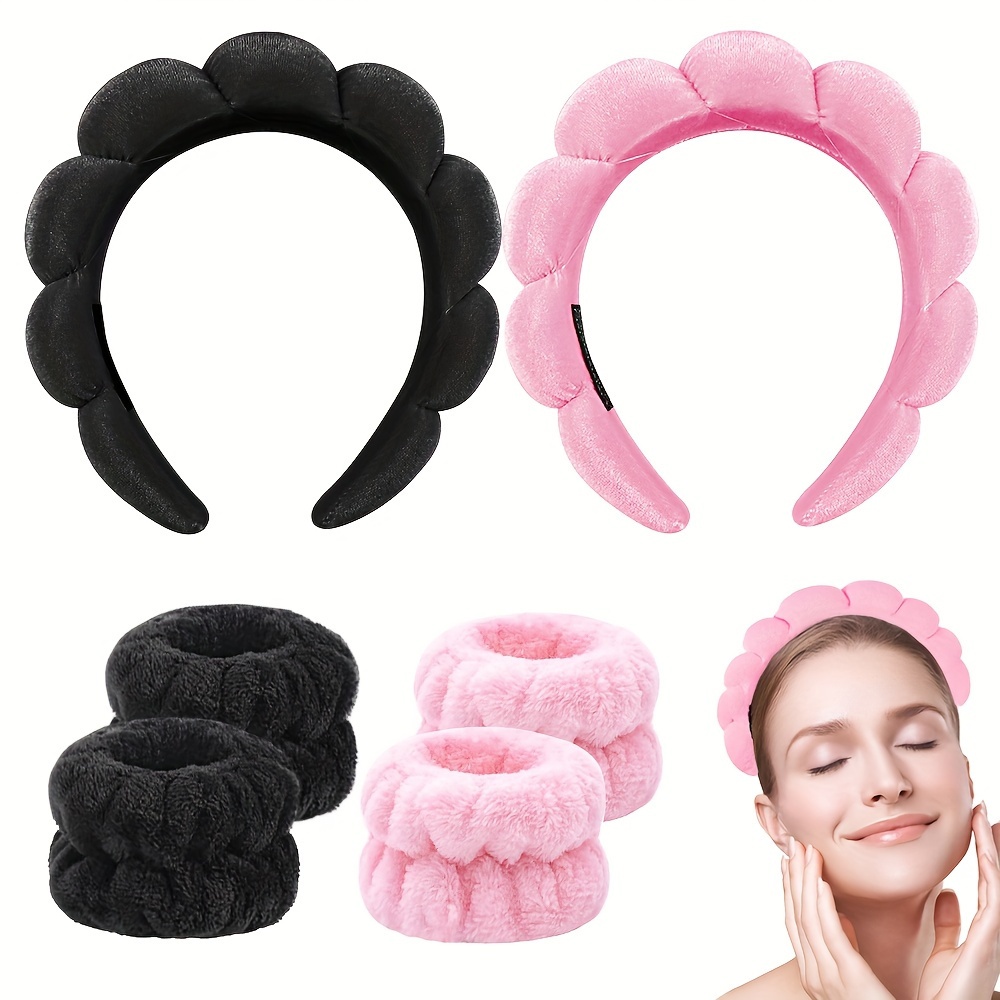 

3pcs/6pcs Spa Makeup Headband For Washing Face, Sponge Skincare Face Wash Headband For Women - Bubble Soft Terry Towel Cloth Hair Band For Skincare Makeup Removal
