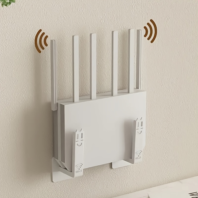 2pcs No-drill Router Holder Set, Wall-mounted Shelf For Living Room Set-top Box, Plug-in Optical Modem, Wifi Storage Stand, Functional Organizer With Support Hooks, Utility Hooks