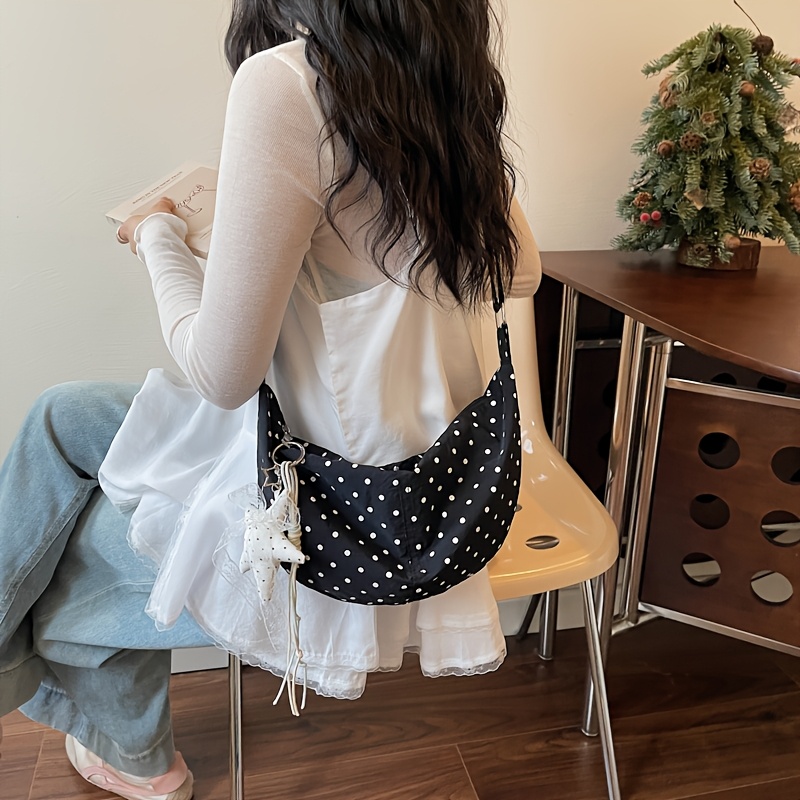 Polka Dot Star Pendant Dumpling Crossbody Bag_voghion.com