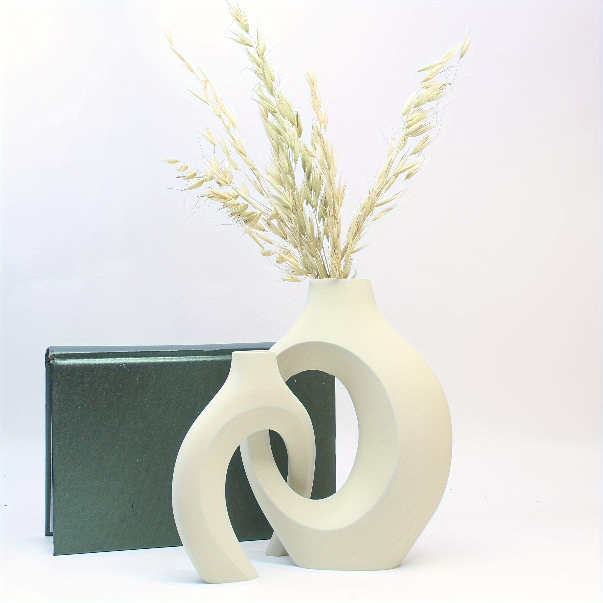 Image of 2pcs Hug Large Size Dried Vase .66 Inch, Suitable For Home Decoration Ornaments, Office Decoration Flower Arrangement Dried Vase, Best Gift For Holidays