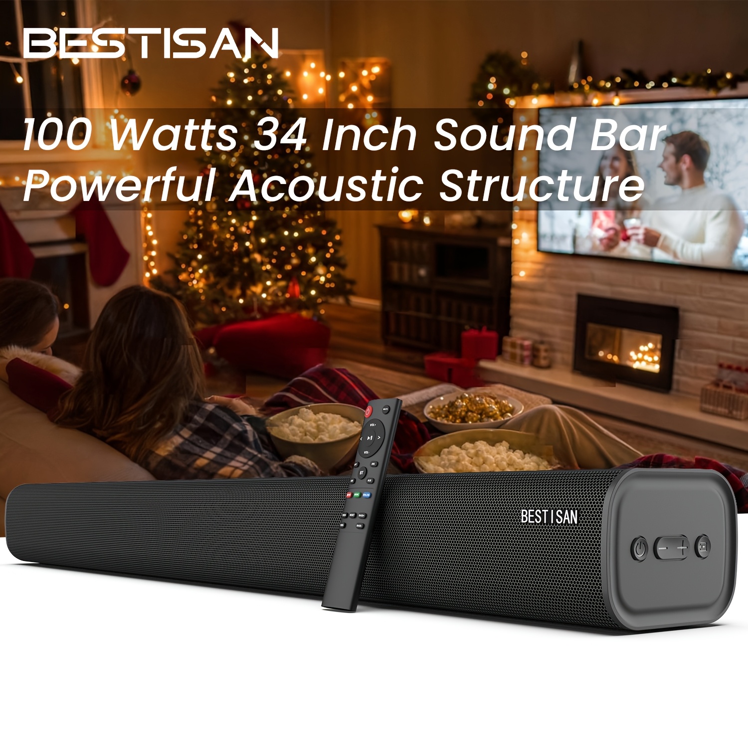 

Bestisan 100w Se08 Sound Bars For Tv, With Bt (wireless) 5.0, Arc, Optical, Aux , Soundbar Sound System For Tv Speakers, Home Theater, Projectors