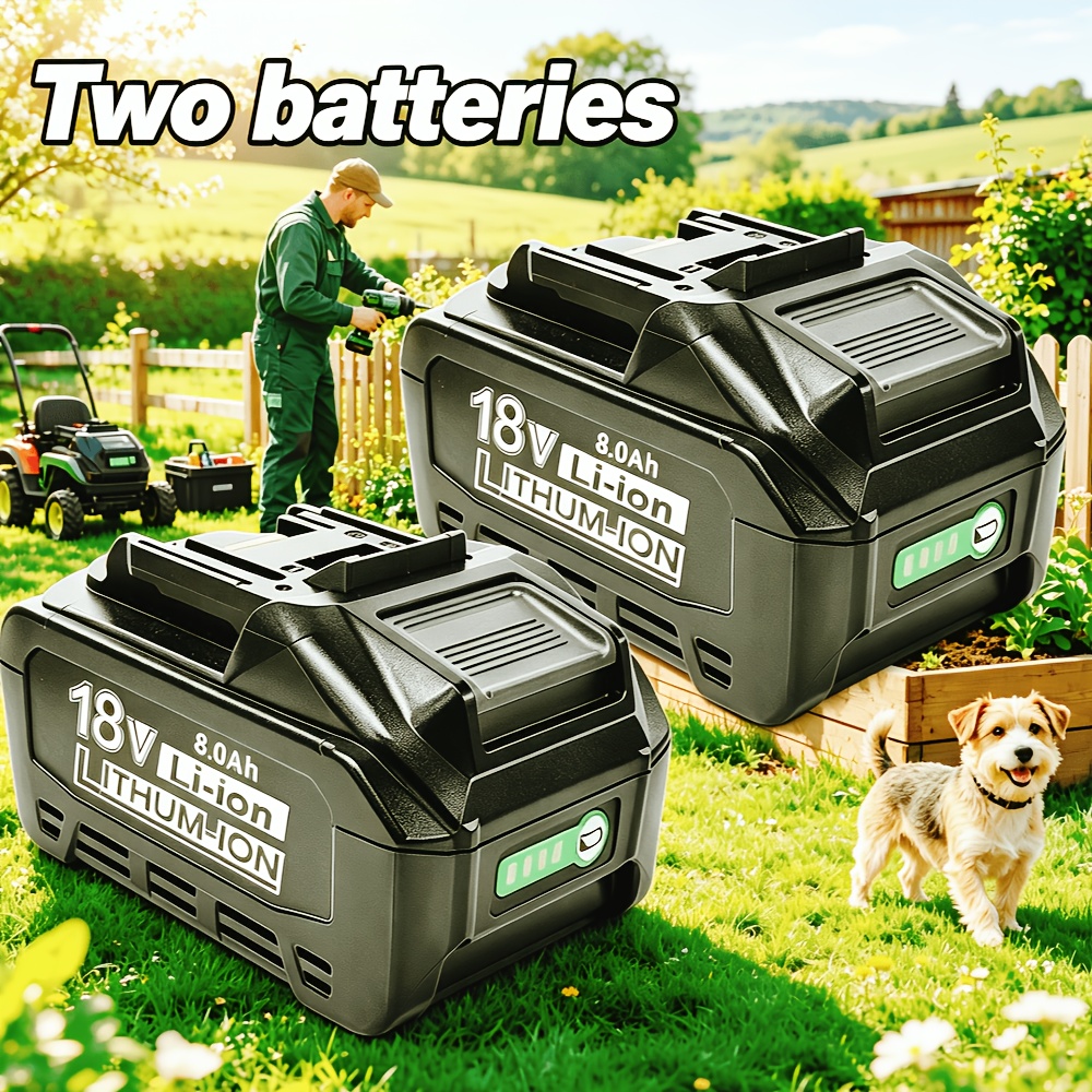 TEMU 2-pack 8.0ah Battery Replacement For Ma-kita 18v Lithium Compatible With 18 Volt Bl1860b Bl1850b Bl1840b Bl1830b Bl1815b Batteries With Led
