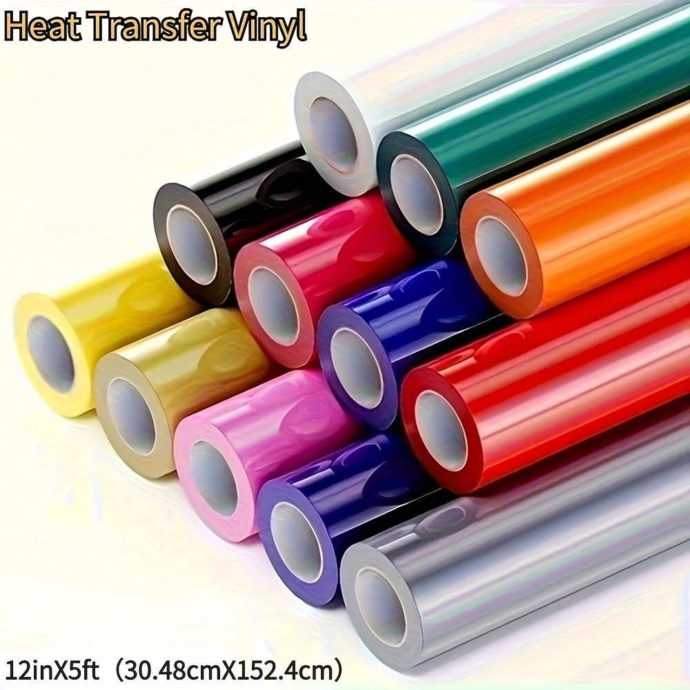 

2rolls Pu Elastic Heat Transfer Vinyl Roll Bundle For Cricut Clothing T-shirt Printing Diy Iron On Vinyls Film