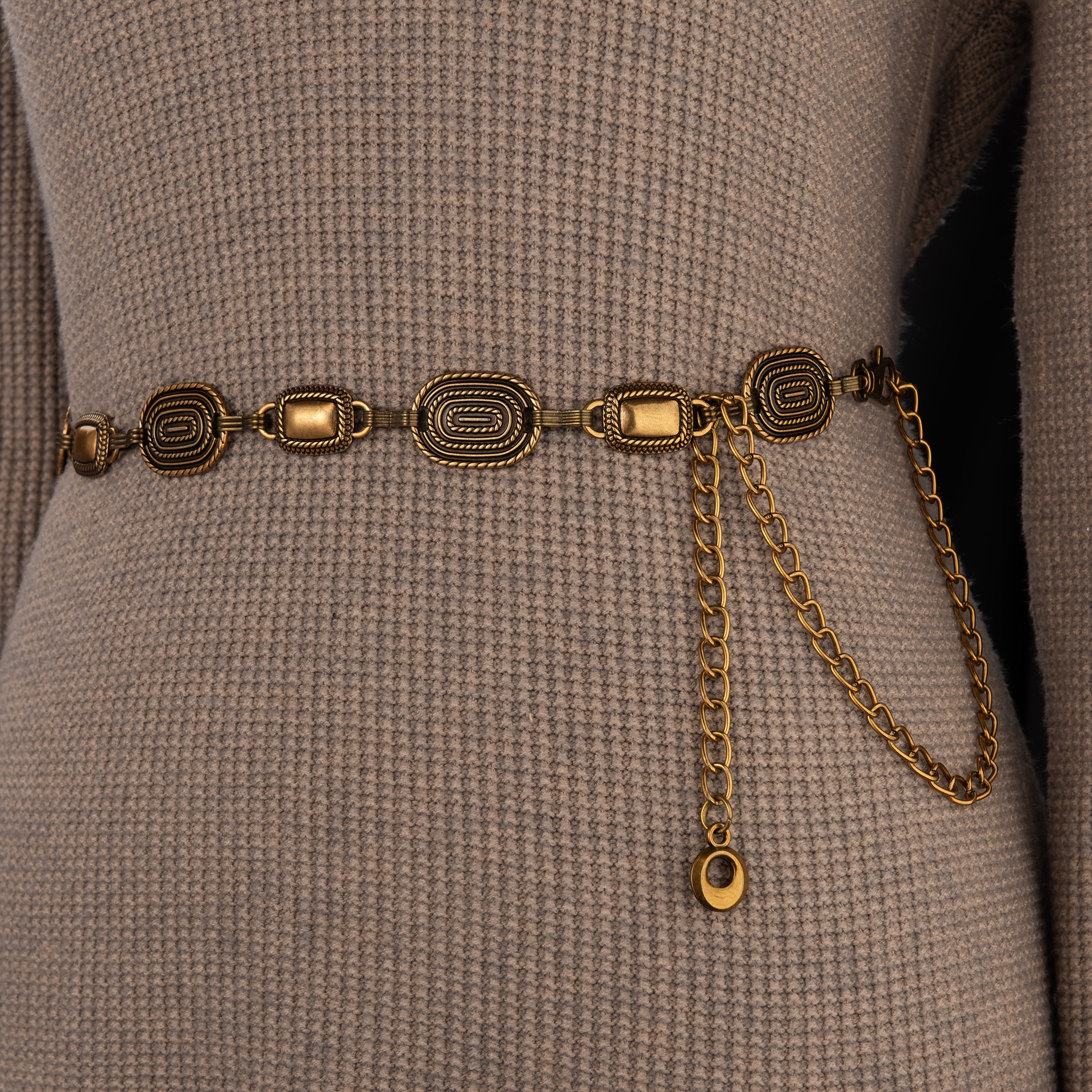 Vintage Ethnic Style Belt Chain Accessory, Bohemian Adjustable Belt For Cinching Dresses