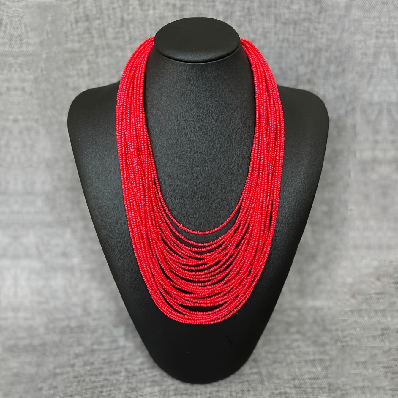 

Boho-chic Red Beaded Necklace - Vibrant Piece For & Gift-, Flair