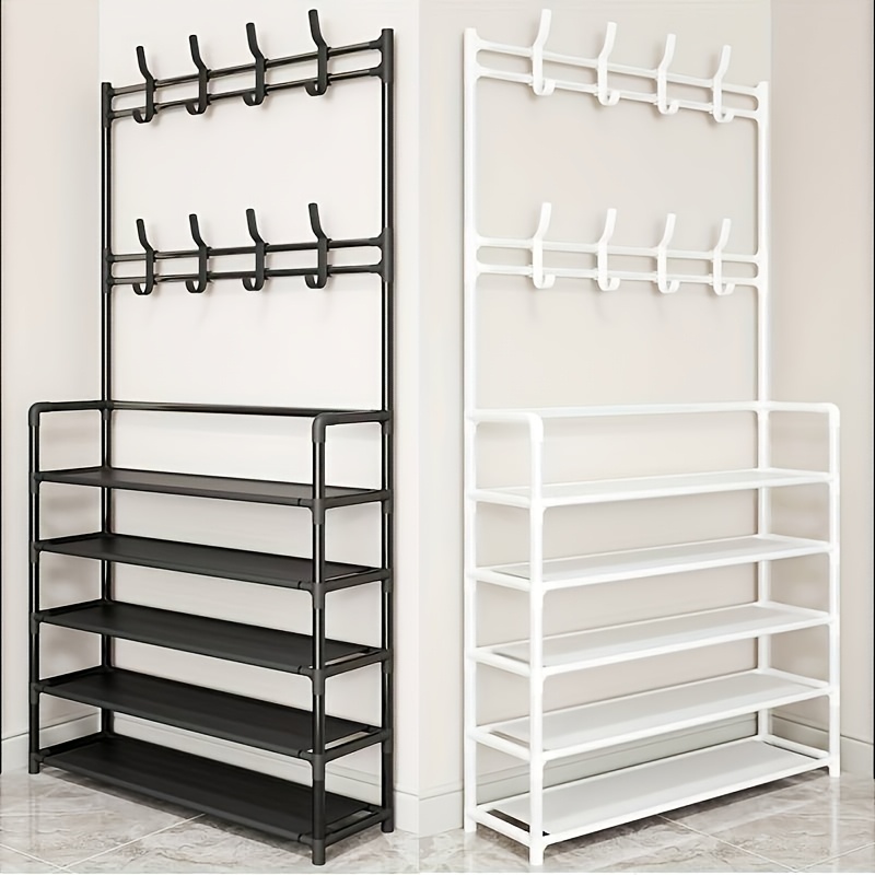 Multi-Functional 3-in-1 Coat Hanger and Shoe Rack, Coat Hangers for Clothes and Hat Storage | Recommended for Home - Minimalist Modern Style, Suitable for Apartment Entryway/Bedroom, Durable Metal Material, Organized Storage for Shoes and Bags |