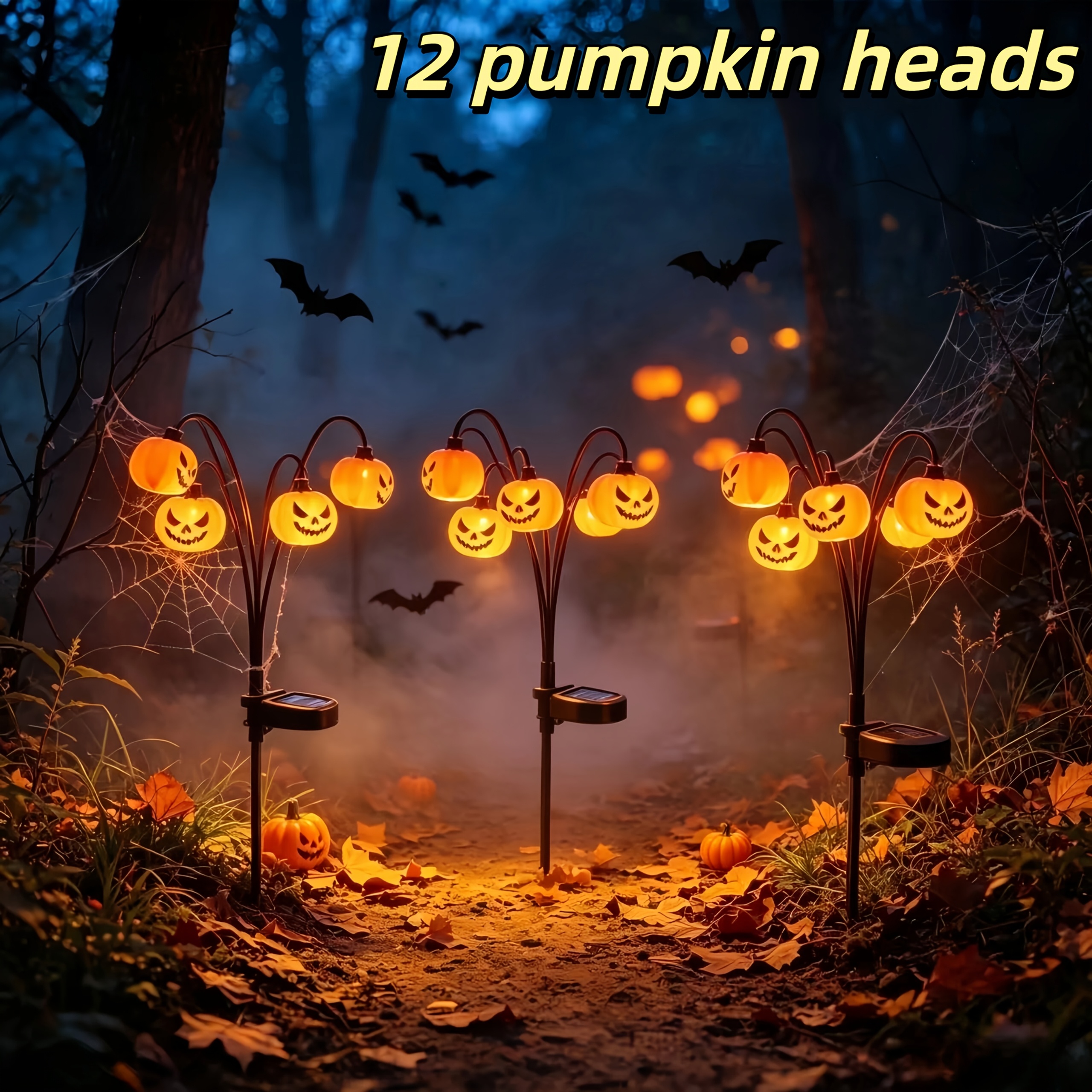 TEMU 6/12 Pezzi di Zucca, Solari da Esterno a Forma di Zucca, Luci da Terra Protette IP44 per Halloween, 2 Modalit�, Adatte per Illuminazione di