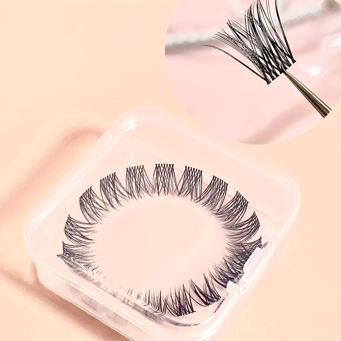 

1pc Diy Cat Eye Individual , 8-18mm - Natural Segmented False Eyelashes, 20 Per Ribbon, Reusable, Ultra-thin 0.07mm, & , In Clear Case