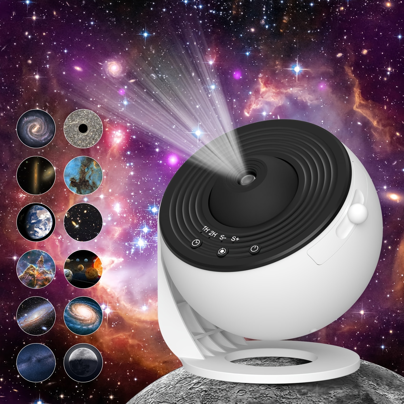 

Galaxy Projector For Bedroom, Hd Image Star Projector Galaxy Light Adjustable Knob, 13 Film Discs Planetarium Projector, 360° Rotating 1/2h Timer Simple 3-button Control
