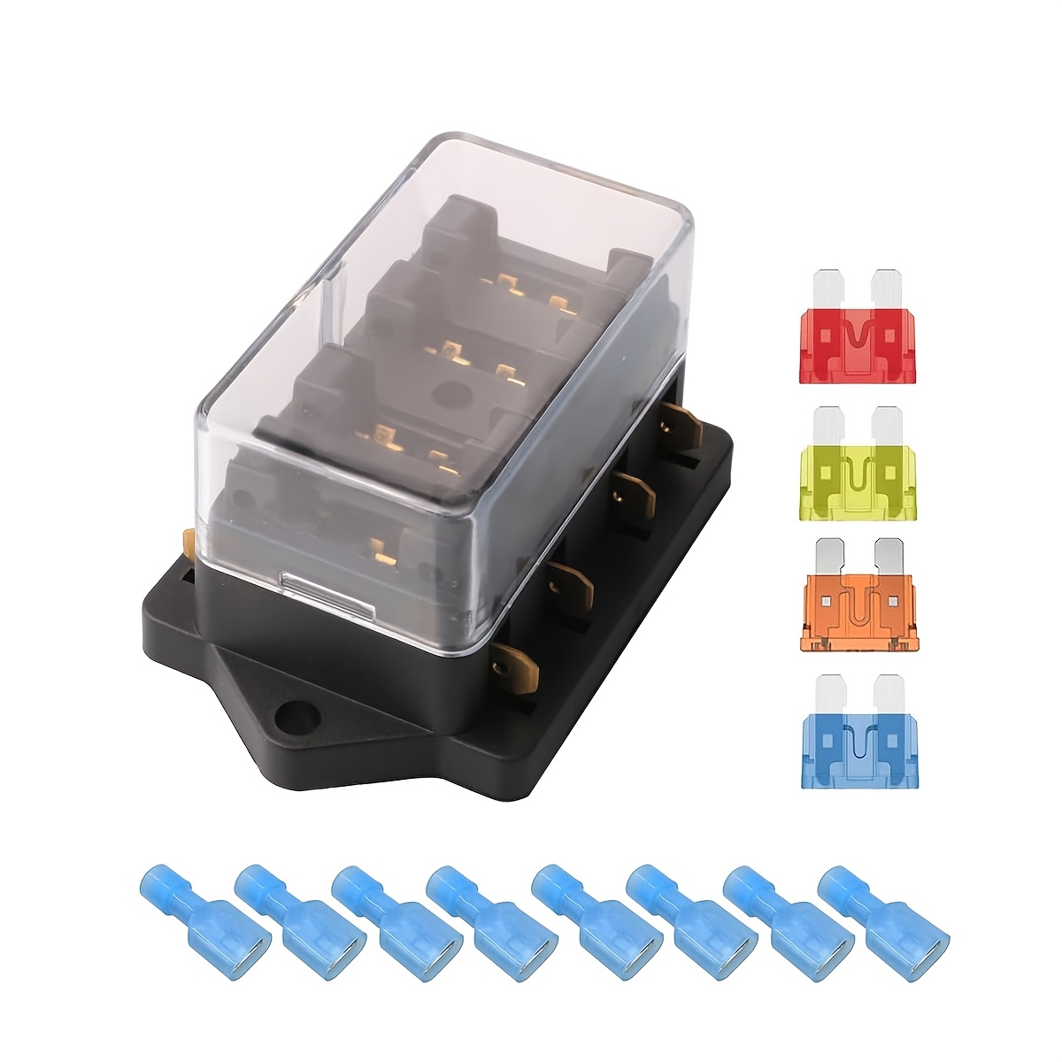 TEMU //8-way/10-way/12-way Automotive Fuse Box, Standard Blade Fuse Holder With 5a 10a 15a 20a Fuse Box Mounting Panel